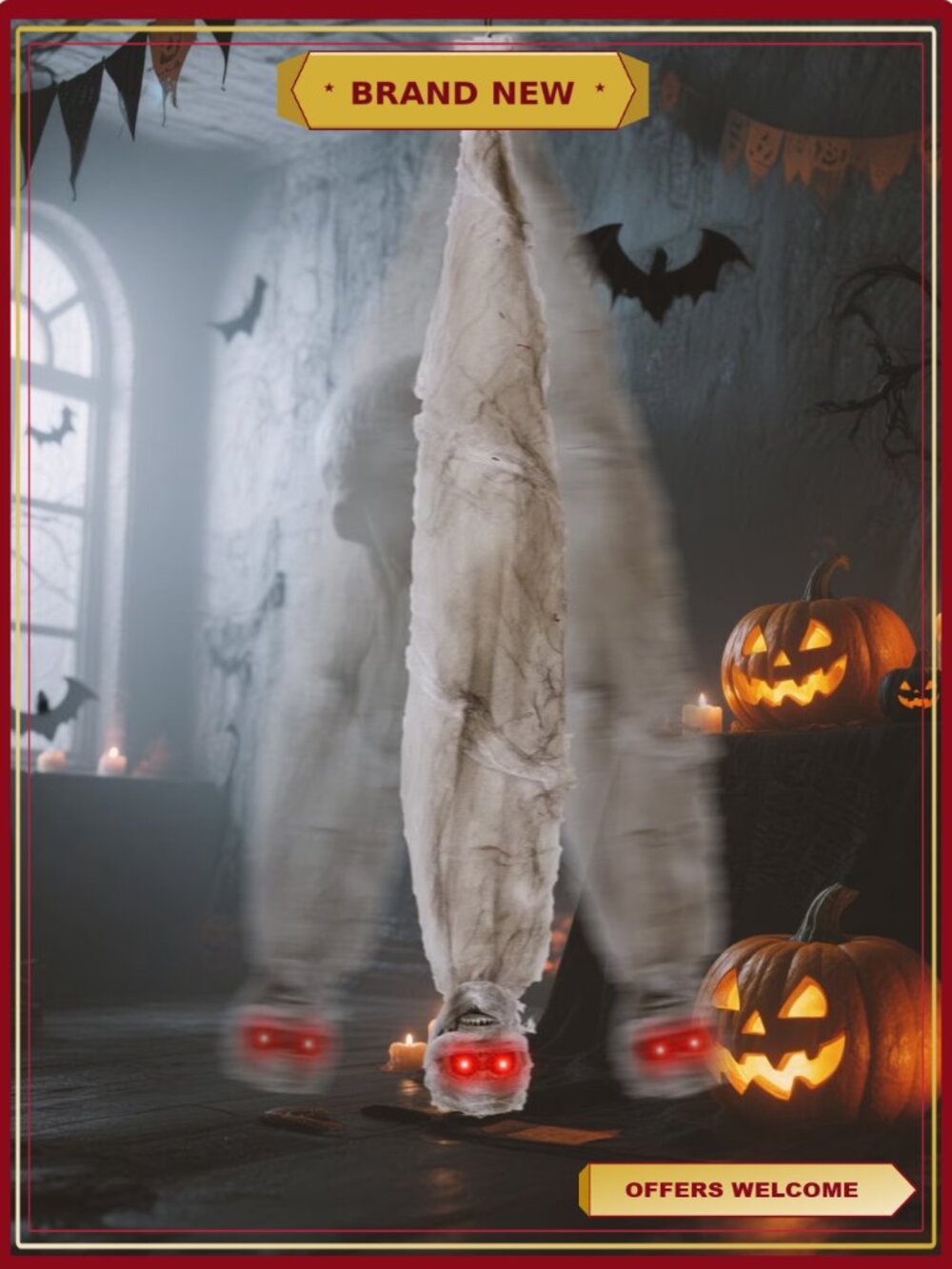 Halloween Animatronic Zombie Hanging Decoration with Scary Sounds Outdoor